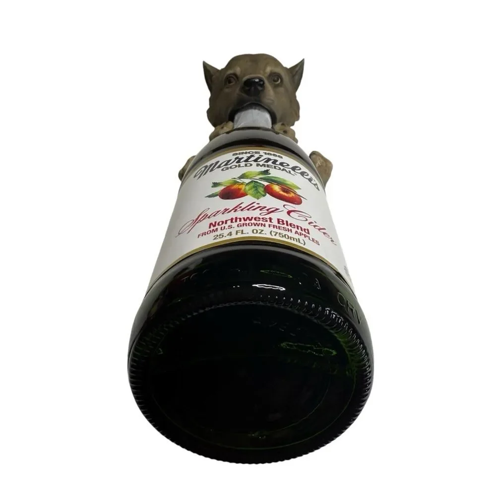 Wolf Pup Wine Bottle Holder Resin 2012 DWK